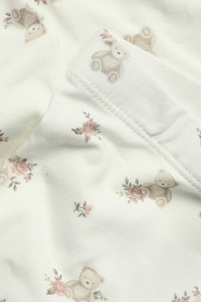 Baby white floral bear leggings