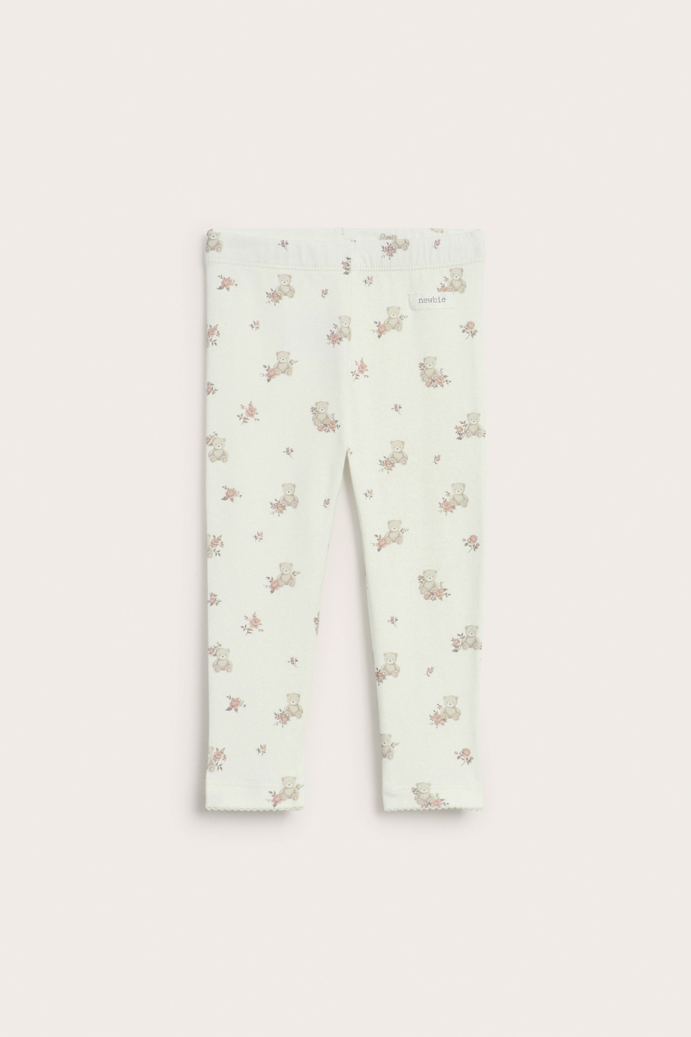 Baby white floral bear leggings