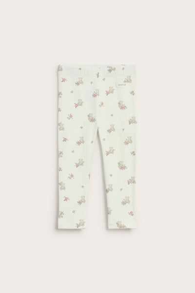 Baby white floral bear leggings