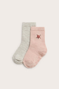 Kids' pink wool blend socks 2-pack