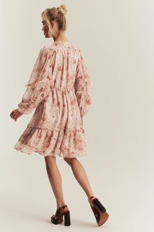 Women's pink floral chiffon dress