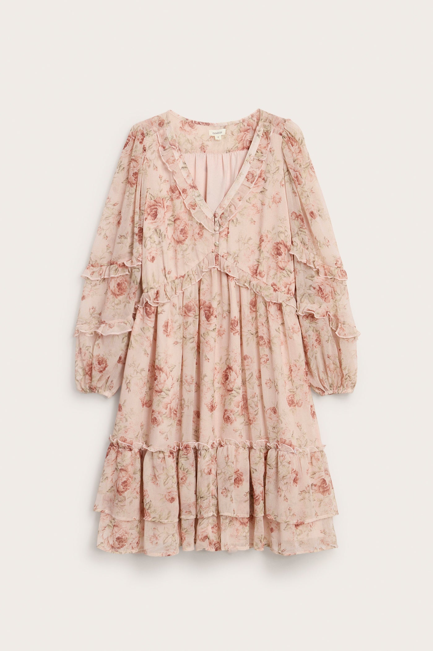 Women's pink floral chiffon dress