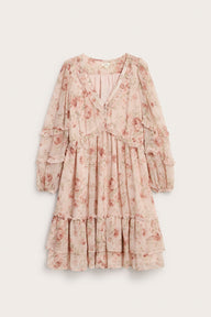 Women's pink floral chiffon dress