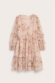 Women's pink floral chiffon dress