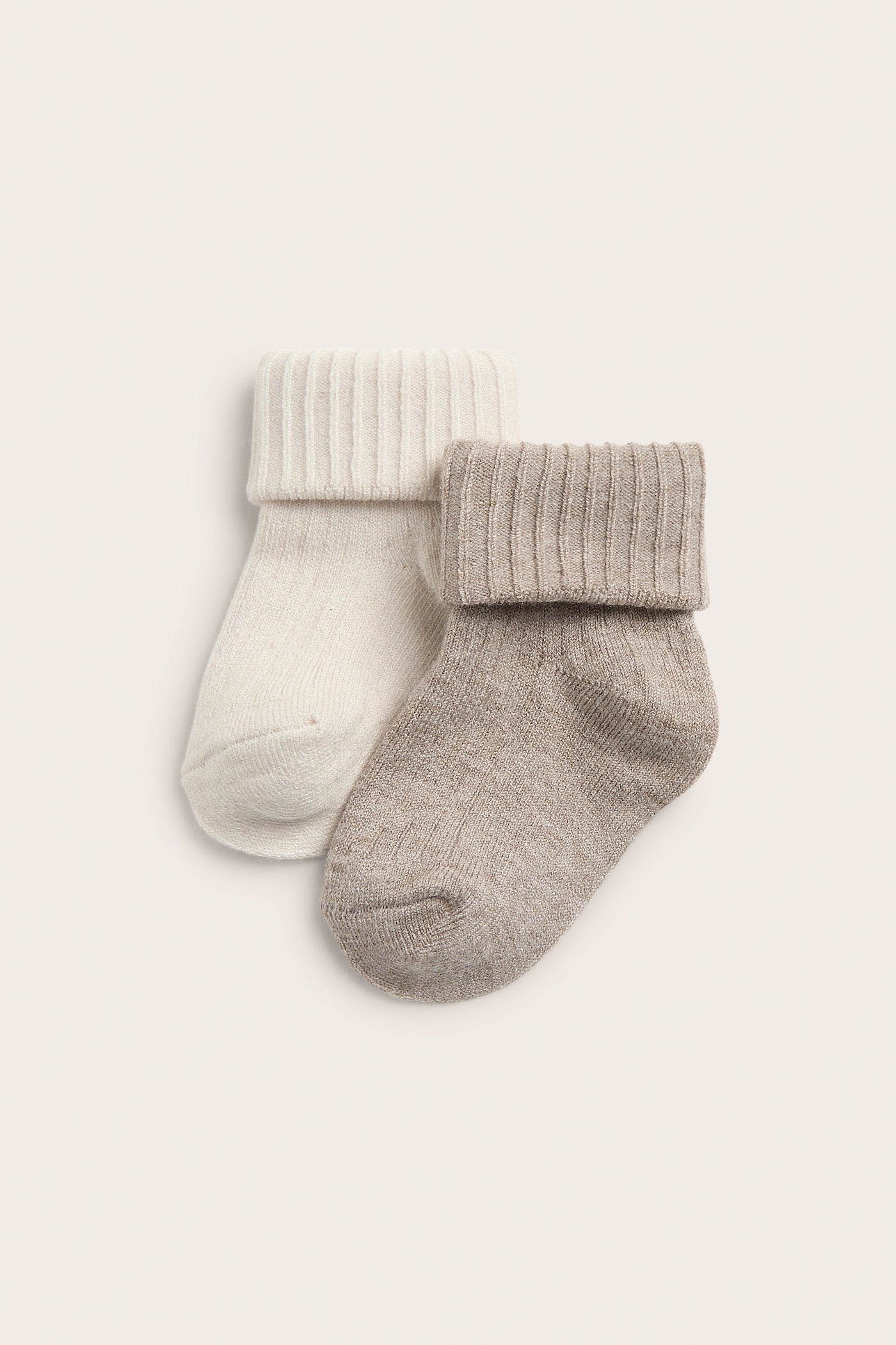Baby beige wool-blend socks, 2-pack