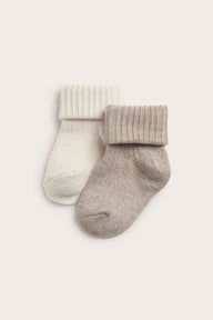 Baby beige wool-blend socks, 2-pack