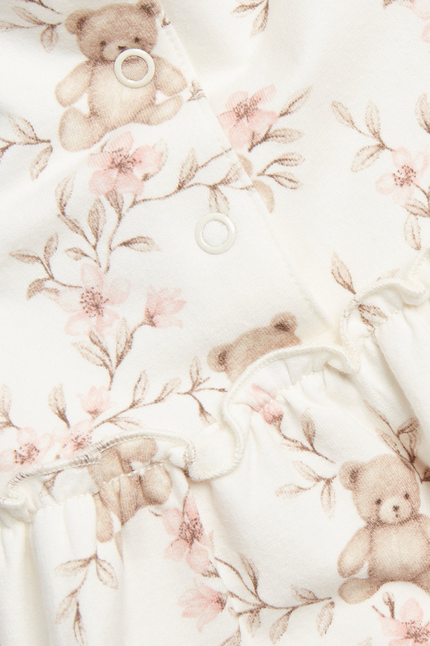 Baby white floral dress with teddy bears