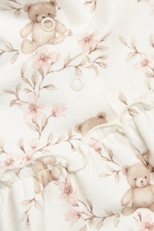 Baby white floral dress with teddy bears
