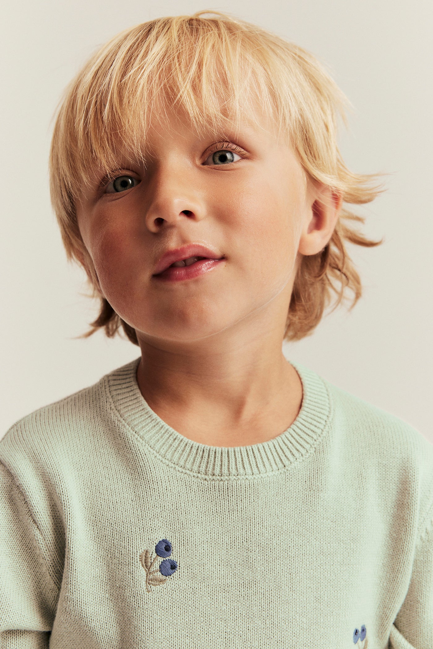 Baby & kids green knitted jumper with blueberries