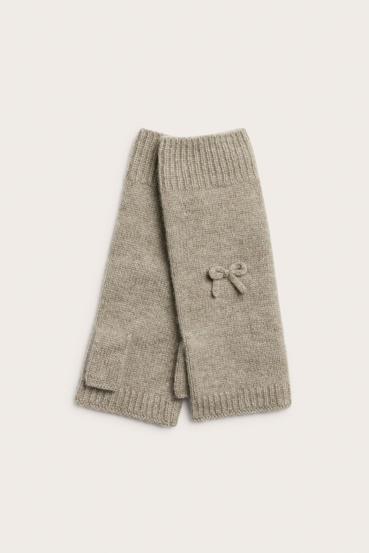 Women's beige wool and cashmere blend wrist warmers