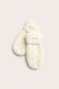 Baby white cable-knit mittens