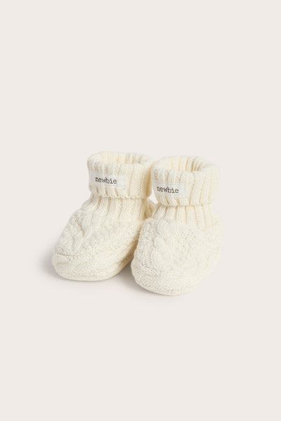 Baby white knitted booties