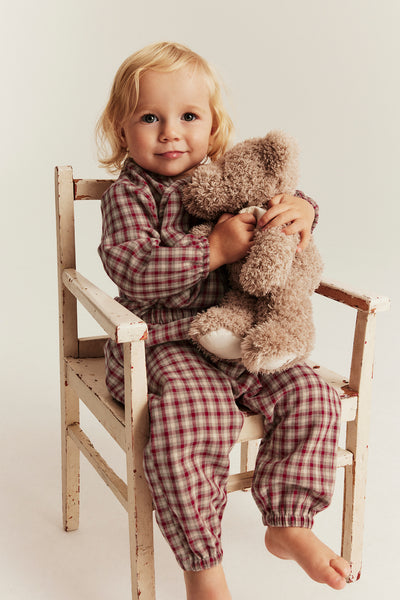 Baby red checked woven trousers