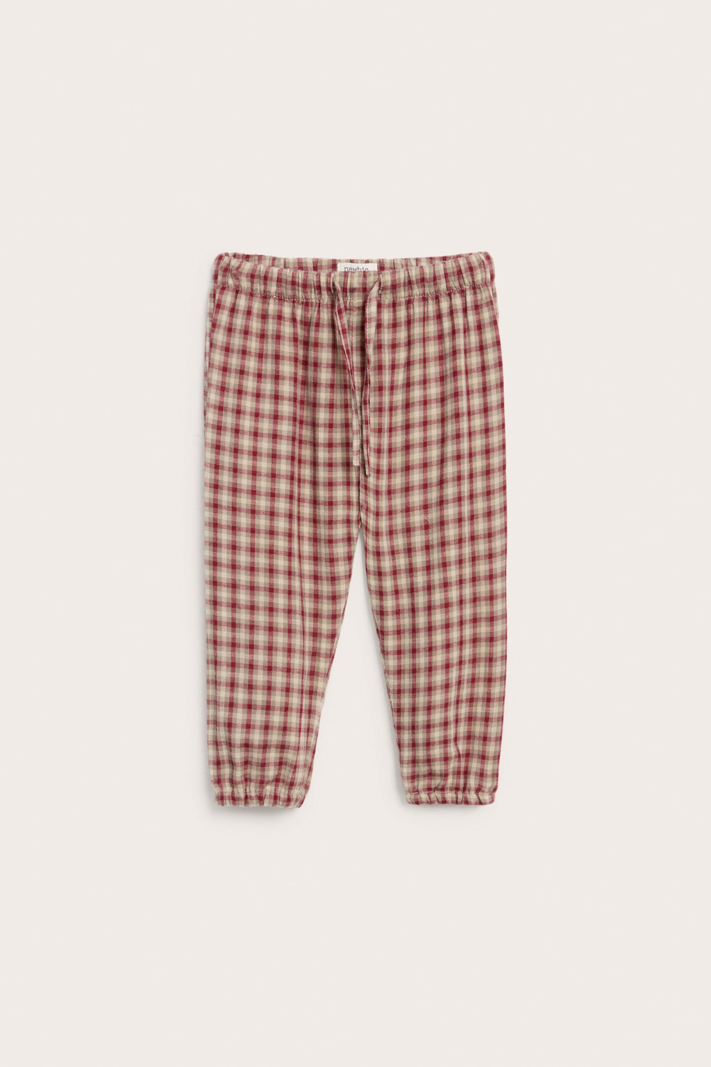 Baby red checked woven trousers
