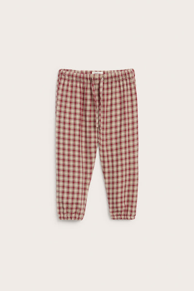 Baby red checked woven trousers