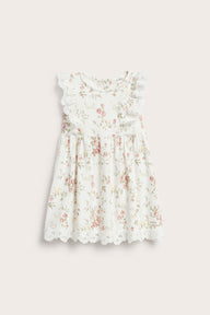 Baby white floral sleeveless dress