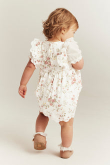 Baby white floral sleeveless dress