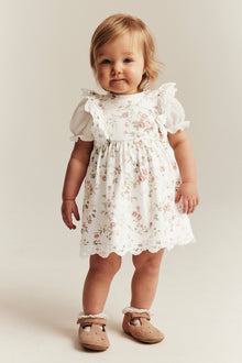 Baby white floral sleeveless dress