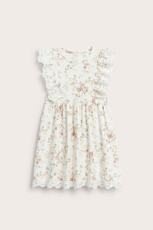 Kids white floral sleeveless dress