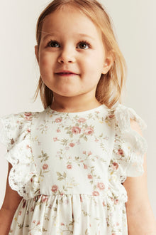 Kids white floral sleeveless dress
