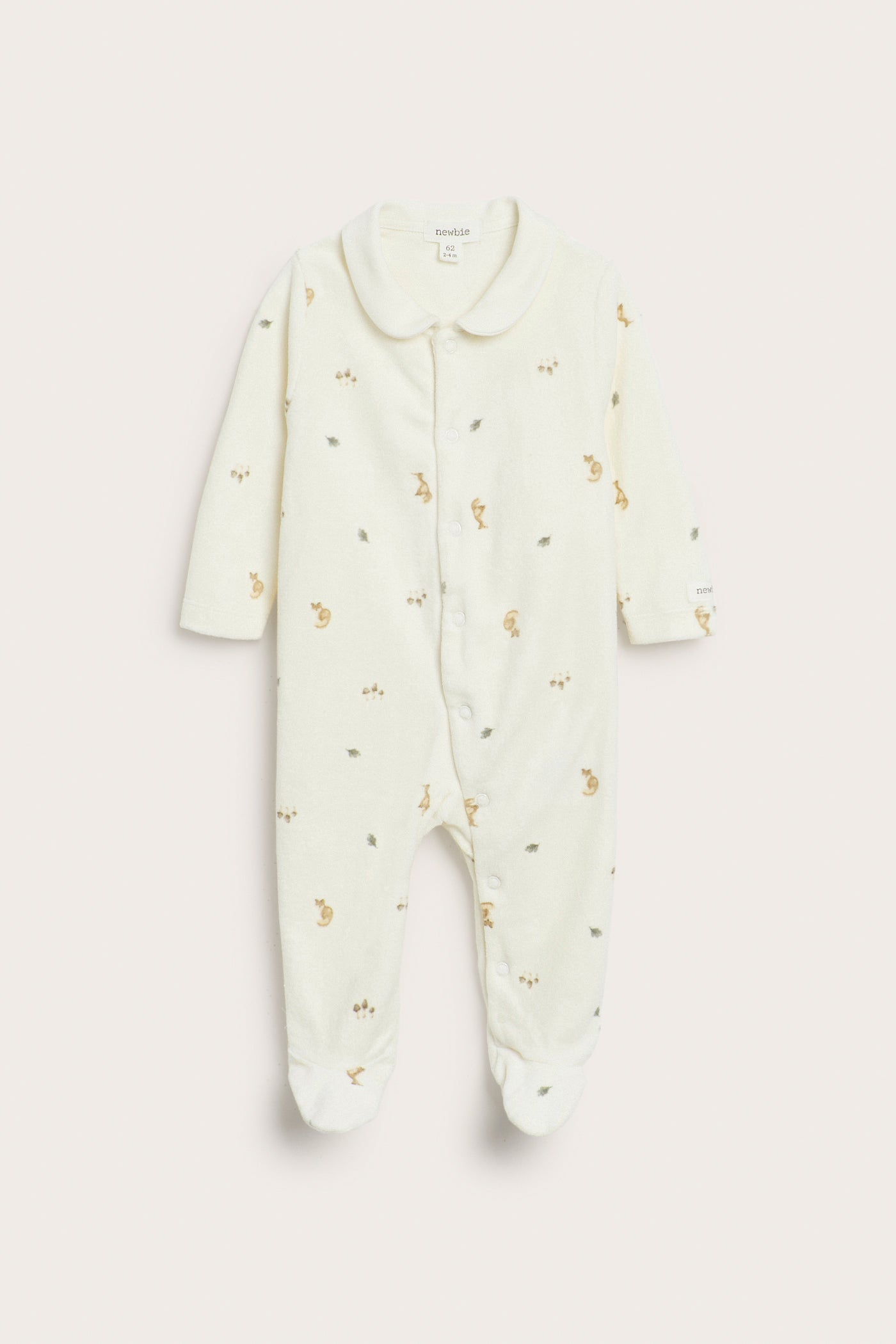 Baby white footed sleepsuit with fox motif