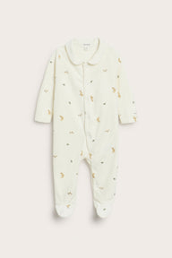 Baby white footed sleepsuit with fox motif