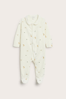 Baby white footed sleepsuit with fox motif