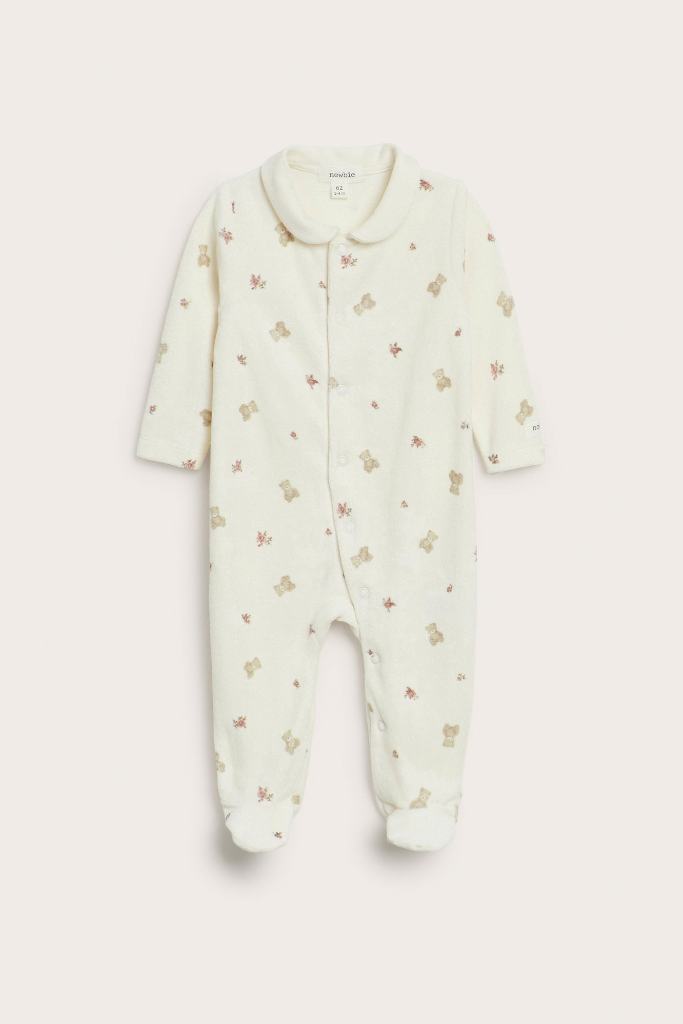 Baby white sleepsuit with teddy bears