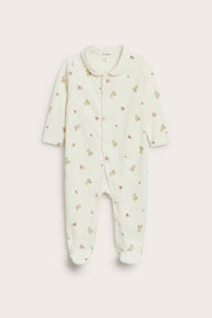 Baby white sleepsuit with teddy bears