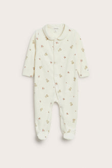 Baby white sleepsuit with teddy bears
