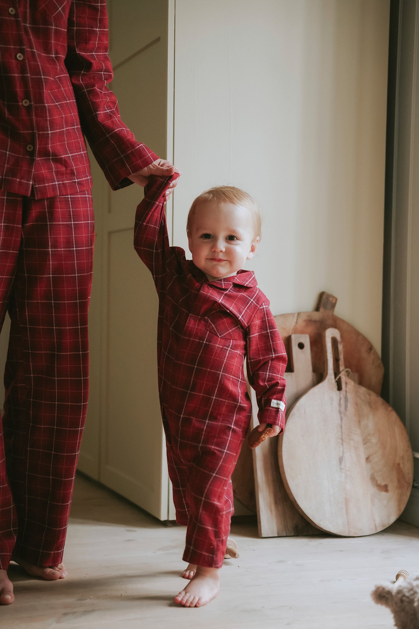 Baby red checked flannel pyjamas