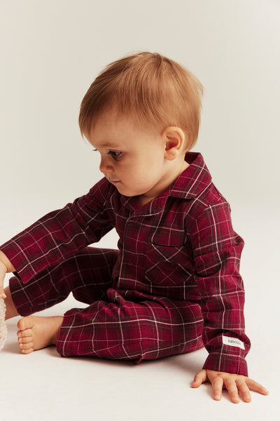 Baby red checked flannel pyjamas