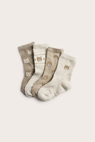 Baby beige teddybear socks 4-pack