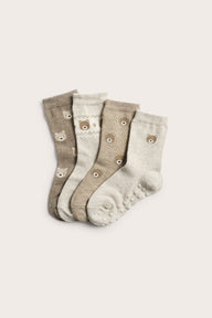 Kids' beige teddybear socks 4-pack