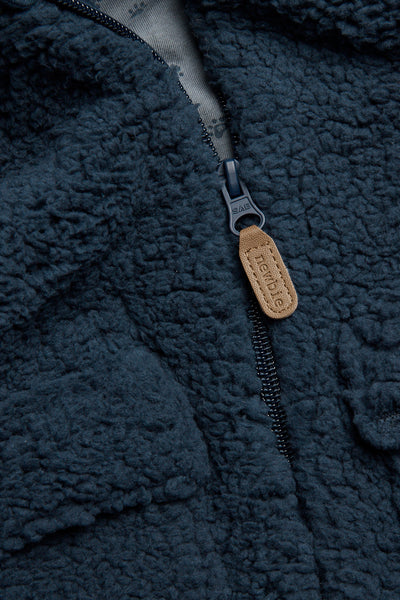 Baby blue pile jacket with bear embroidery