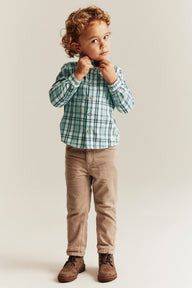 Kids´ green checked shirt