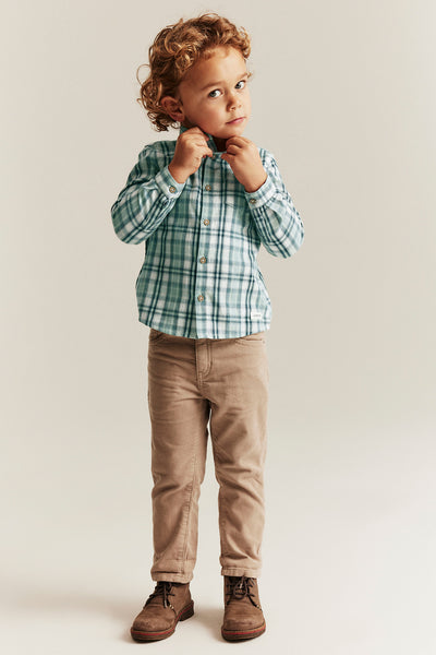 Kids´ green checked shirt