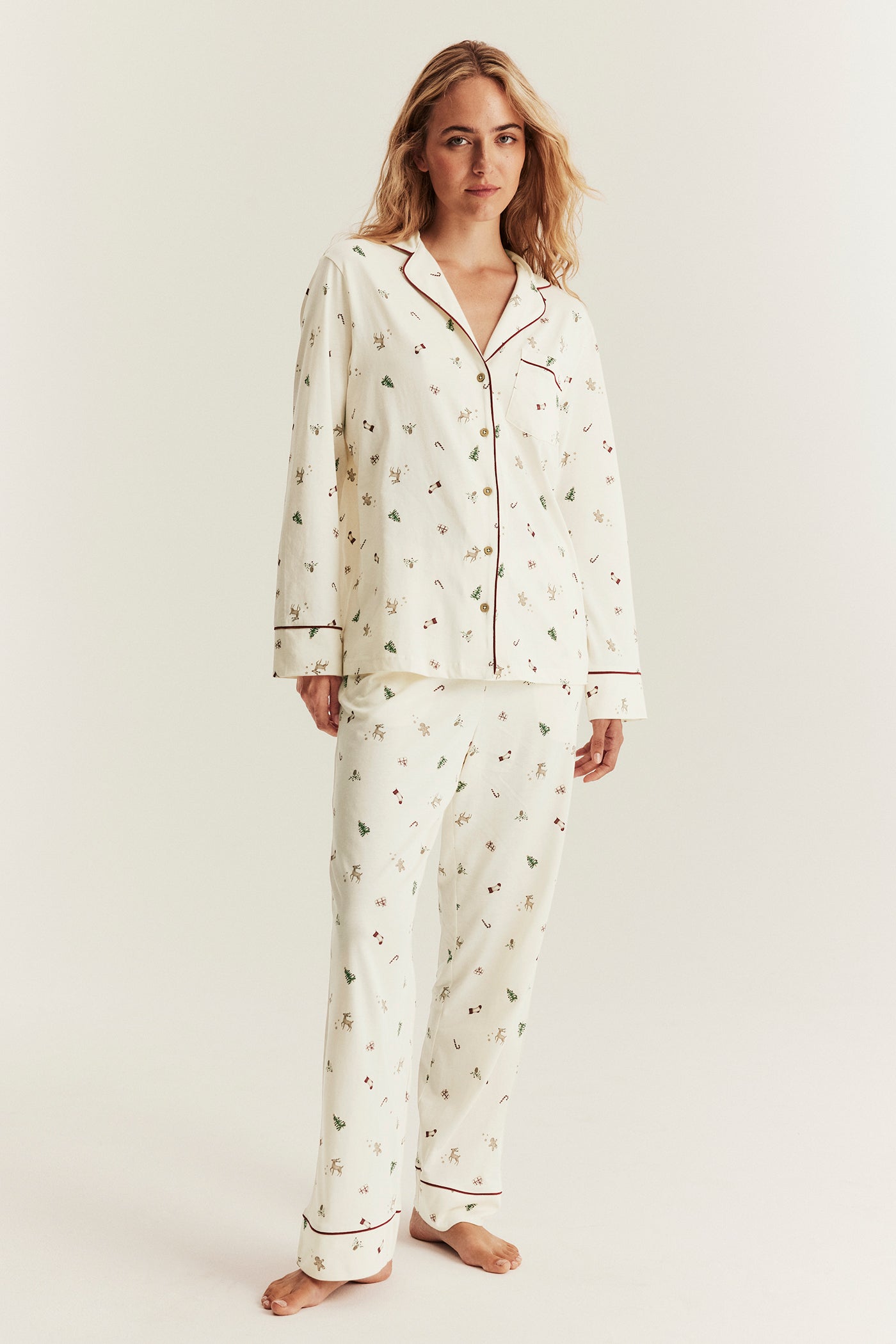 Women's white christmas pyjamas