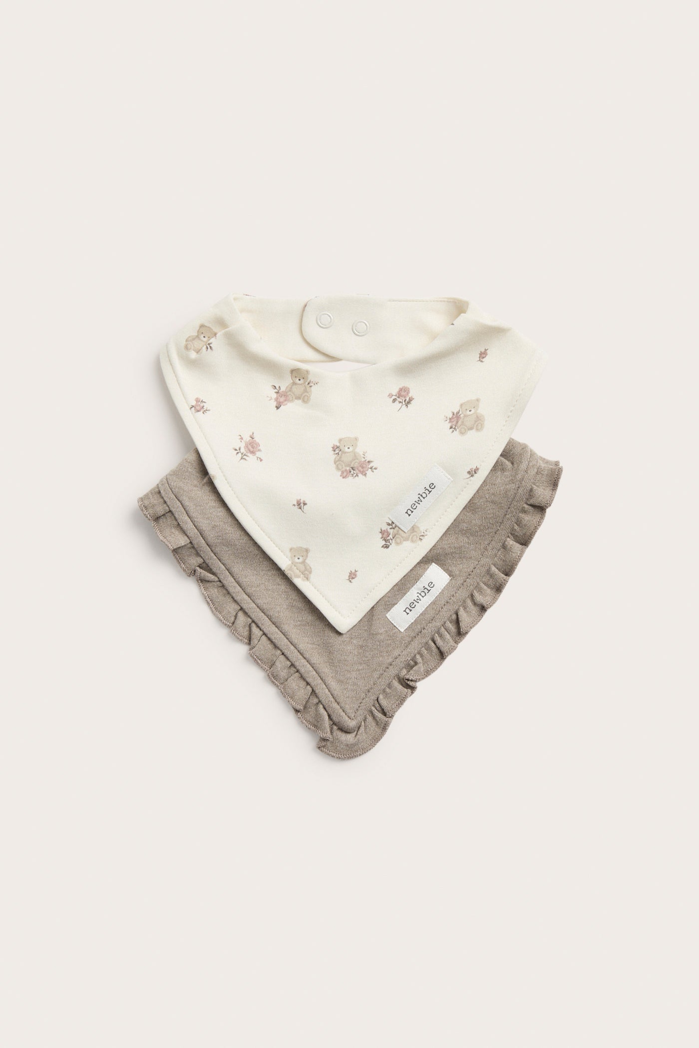 Baby white teddy bear bibs 2-pack