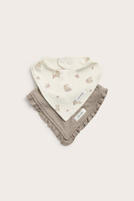 Baby white teddy bear bibs 2-pack