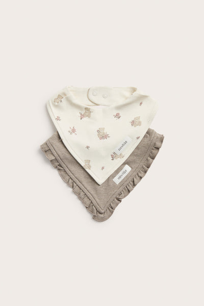 Baby white teddy bear bibs 2-pack