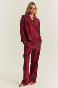 Women's red checked flannel pyjamas