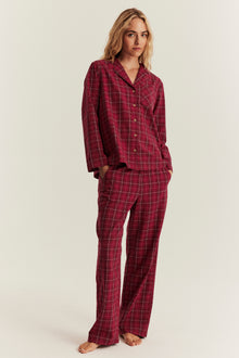 Women's red checked flannel pyjamas