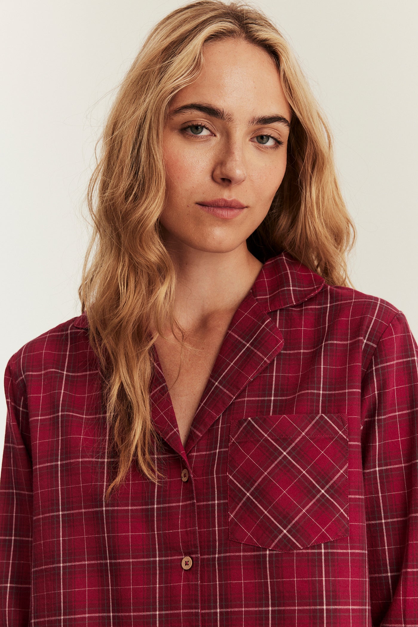 Women's red checked flannel pyjamas