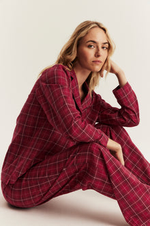 Women's red checked flannel pyjamas