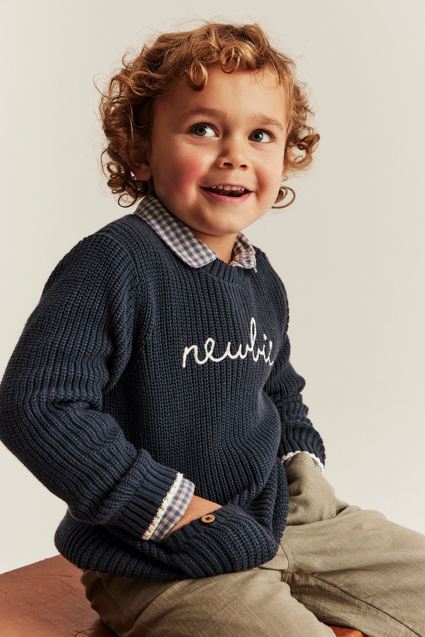 Baby & kids blue knitted jumper with Newbie logo