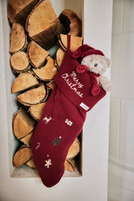 Baby & kids red knitted Christmas stocking