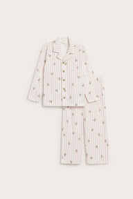 Kids pink striped teddy bear-print pyjamas