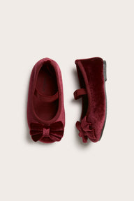 Baby and kids' red velvet bow shoes