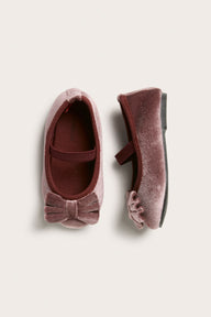 Baby and kids' pink velvet bow shoes